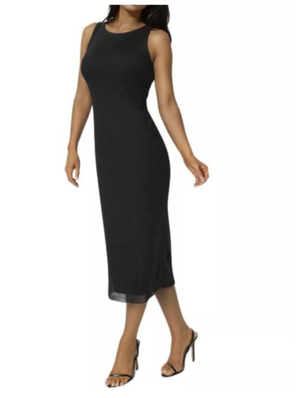 Bebe Black Powermesh Overlay Sleeveless Bodycon Stretch Maxi Y2K Dress New M